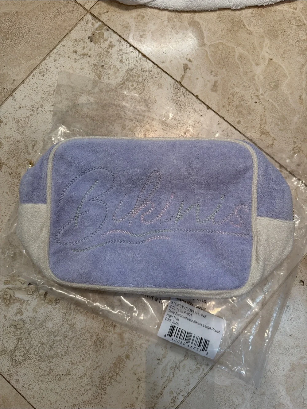 STONEY CLOVER LANE terry embroidered bikinis large pouch in lavender high tide